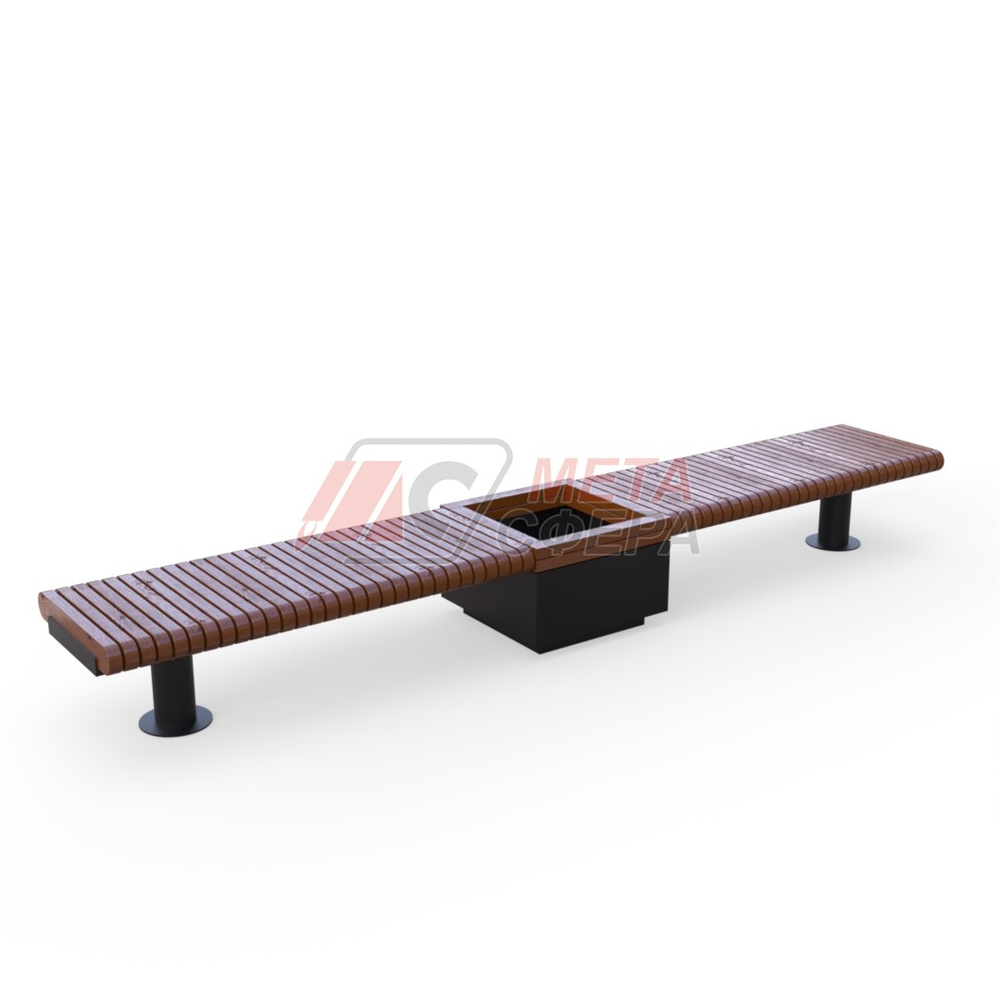 Лавка Rail Road 01 двойная с вазоном