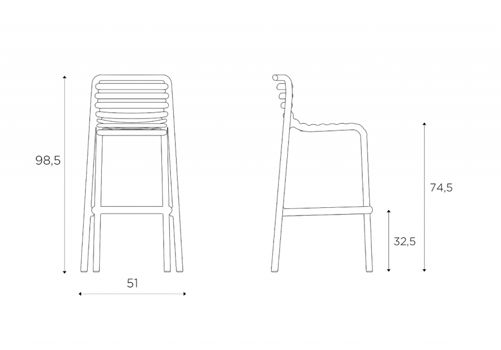 Стул пластиковый барный Doga Stool