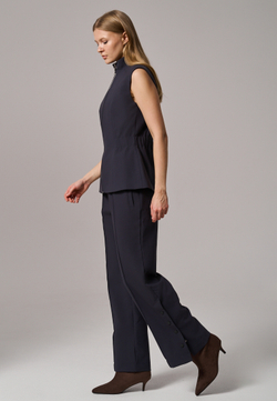 Брюки прямые с кнопками синие