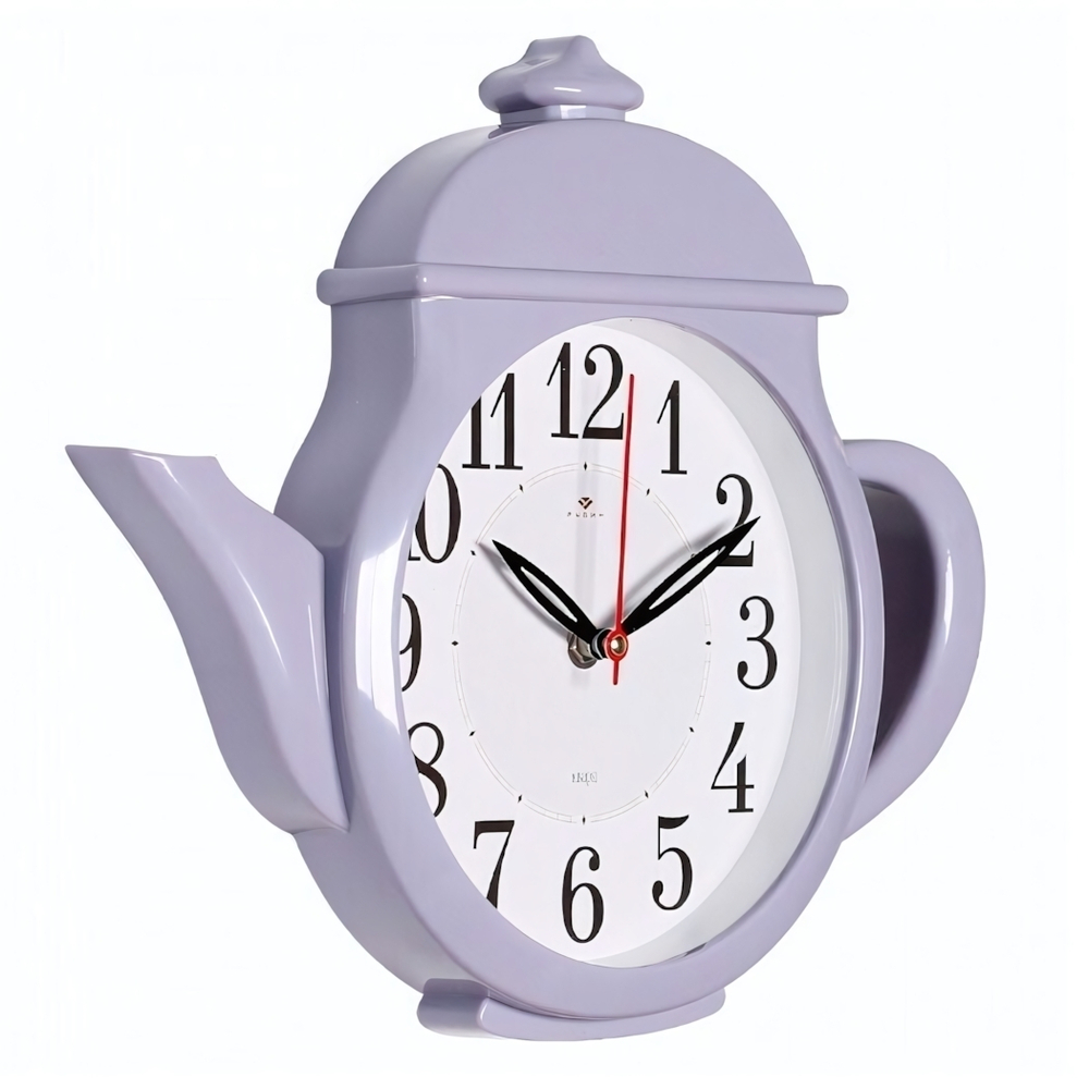 3530-009 Часы настенные чайник 29х34см, корпус сиреневый "Классика" "Рубин"