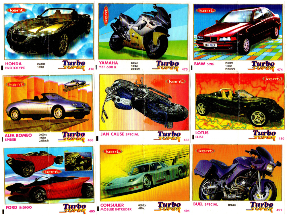 Вкладыши от жвачки Turbo Super - Турбо Супер. 23 штуки без повторов. Серия 471 - 540