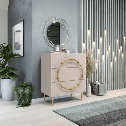 Комод Арт Колор leaves Стайл Голд с 3 ящиками Серый агат