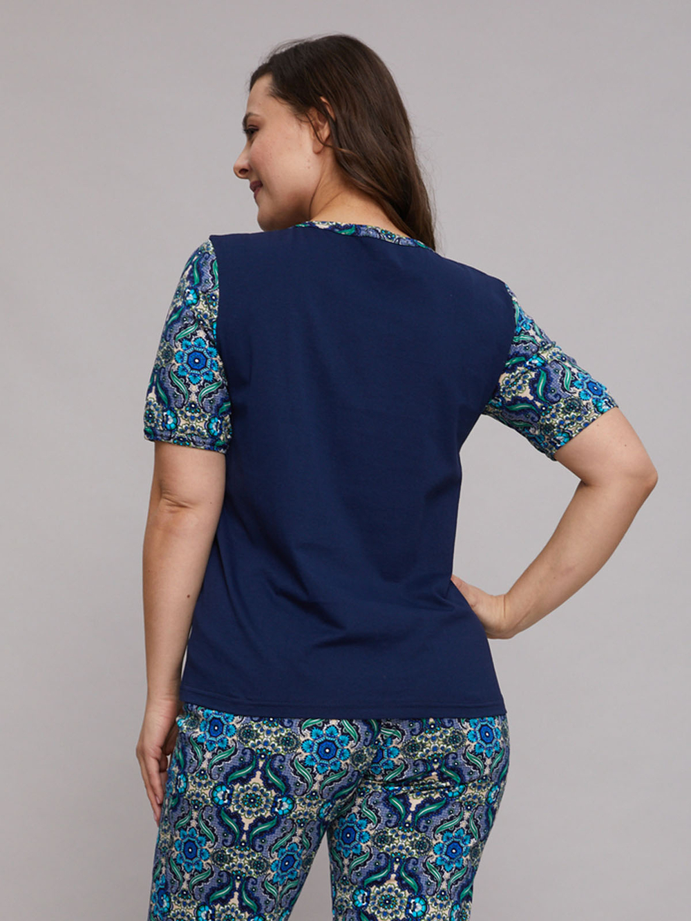 Футболка Ф-063Х/тсиний-зеленарабеска