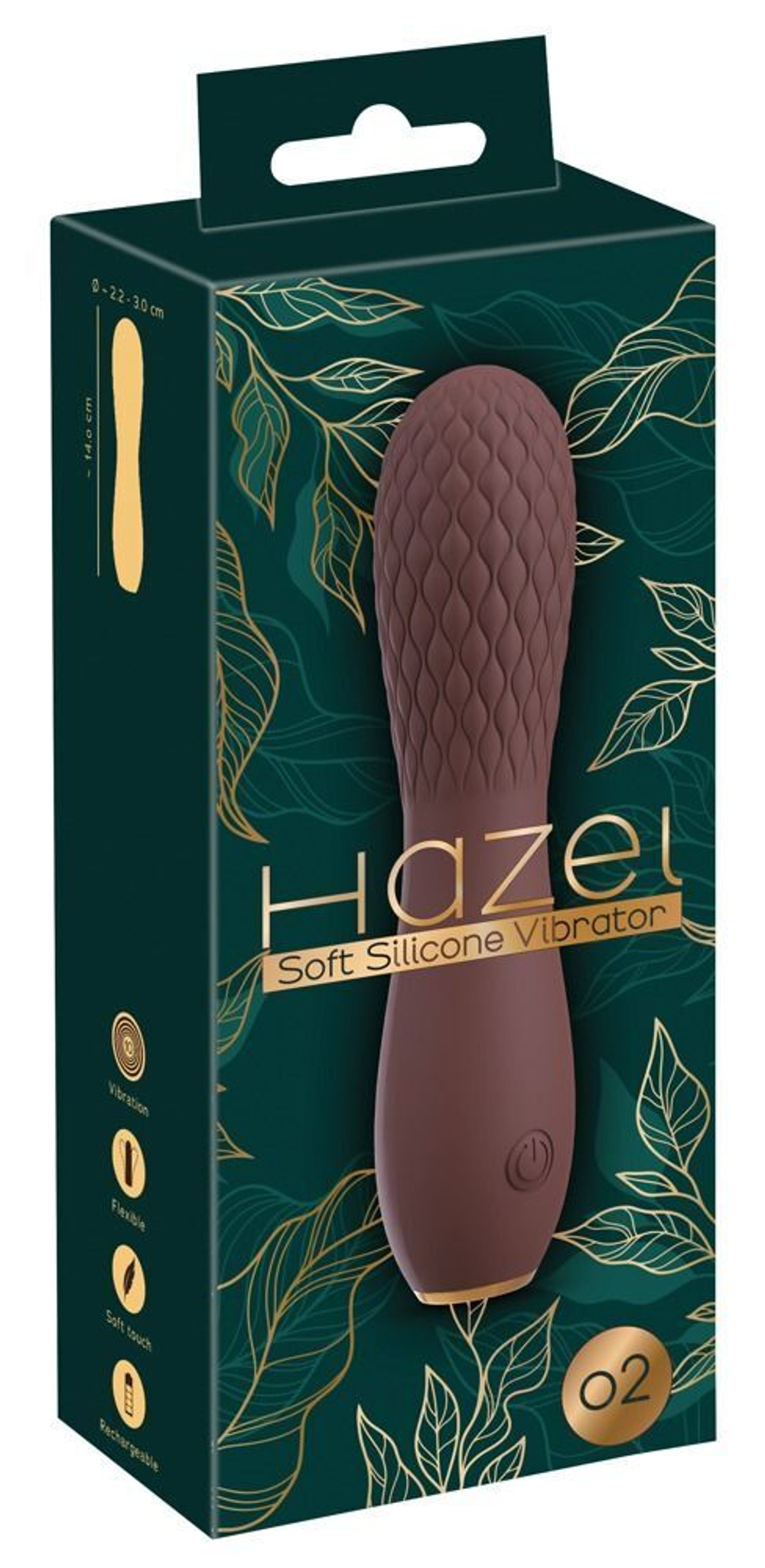 Коричневый вибратор Hazel 02 с рельефной головкой - 14 см. (Цвет: коричневый)
