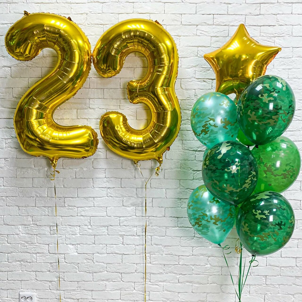 Композиция на 23 февраля с цифрой и золотой звездой