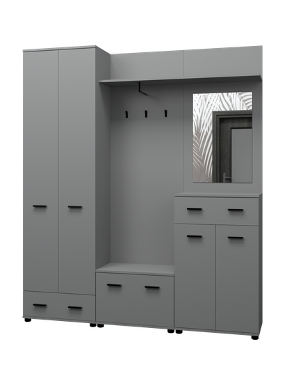 Прихожая модульная РЕЙКА /1800*2100*346/ белый / белый