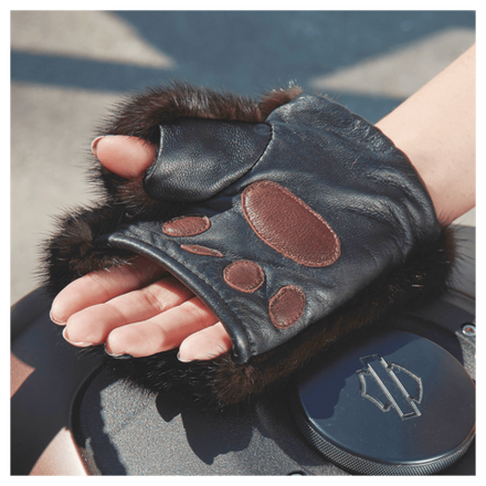 Митенки из меха норки «Норковые лапки» коричневые