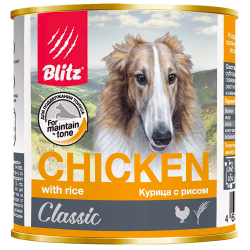 Blitz Classic консервы для собак с курицей и рисом (банка) (Chicken with rice)