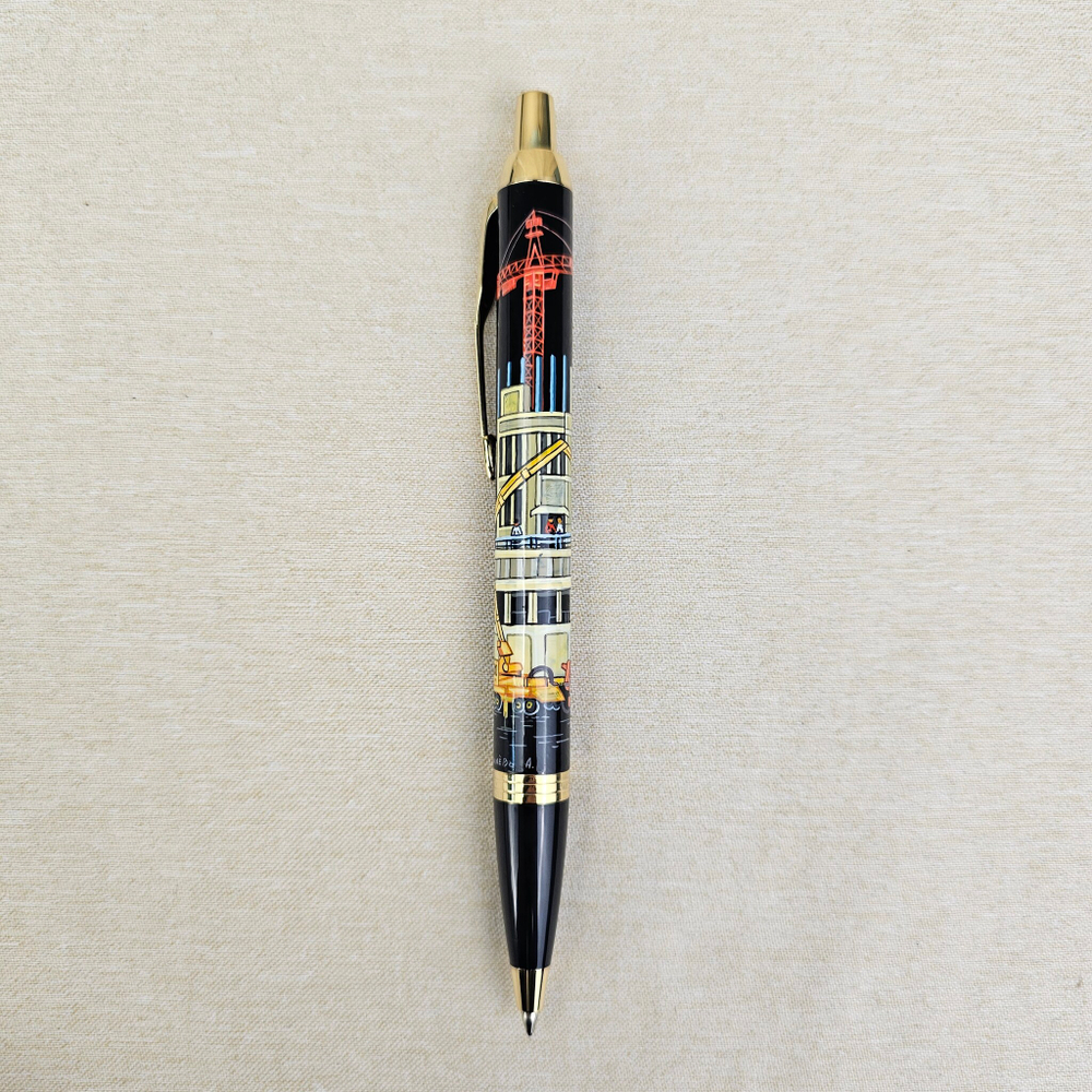 Ручка "Стройка. Подарок строителю" с ручной росписью Палех