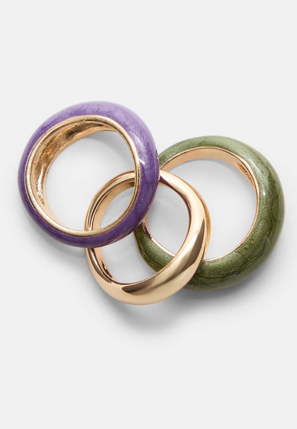 STRADIVARIUS Набор из 3 колец, зеленый