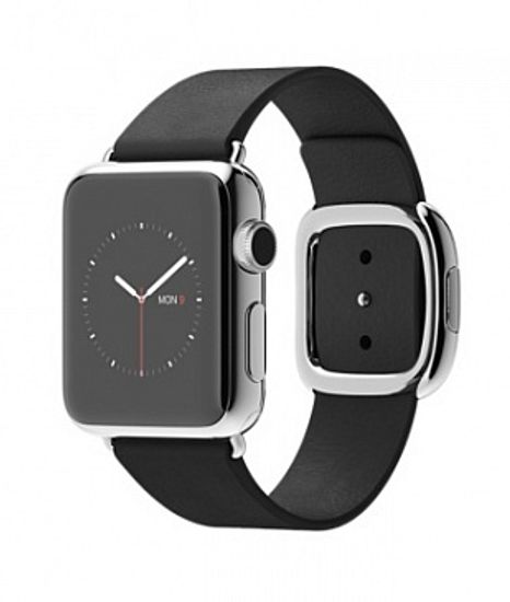 Часы смарт Apple Watch 38мм (черный кожаный с современной пряжкой)