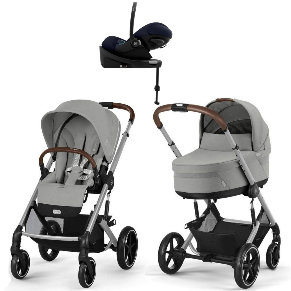 Коляска Cybex Balios S Lux SLV complete Cloud G Ocean Blue Plus Base G 4 в 1 Stone Grey с дождевиками