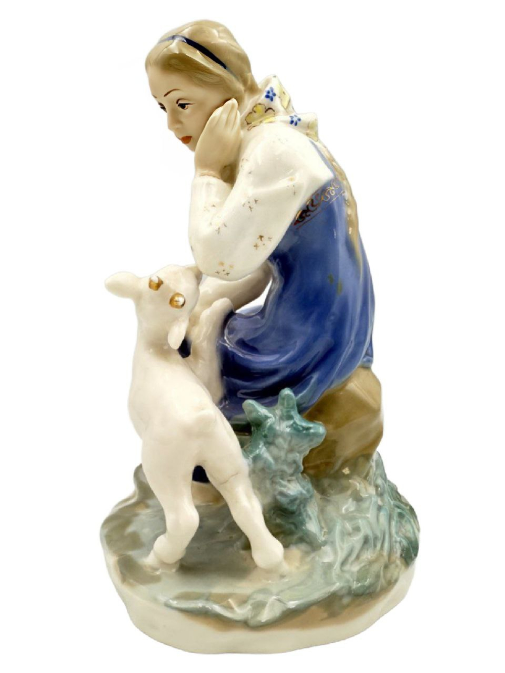 Фарфоровая статуэтка "Сестрица Алёнушка с козлёнком" ЛЗФИ