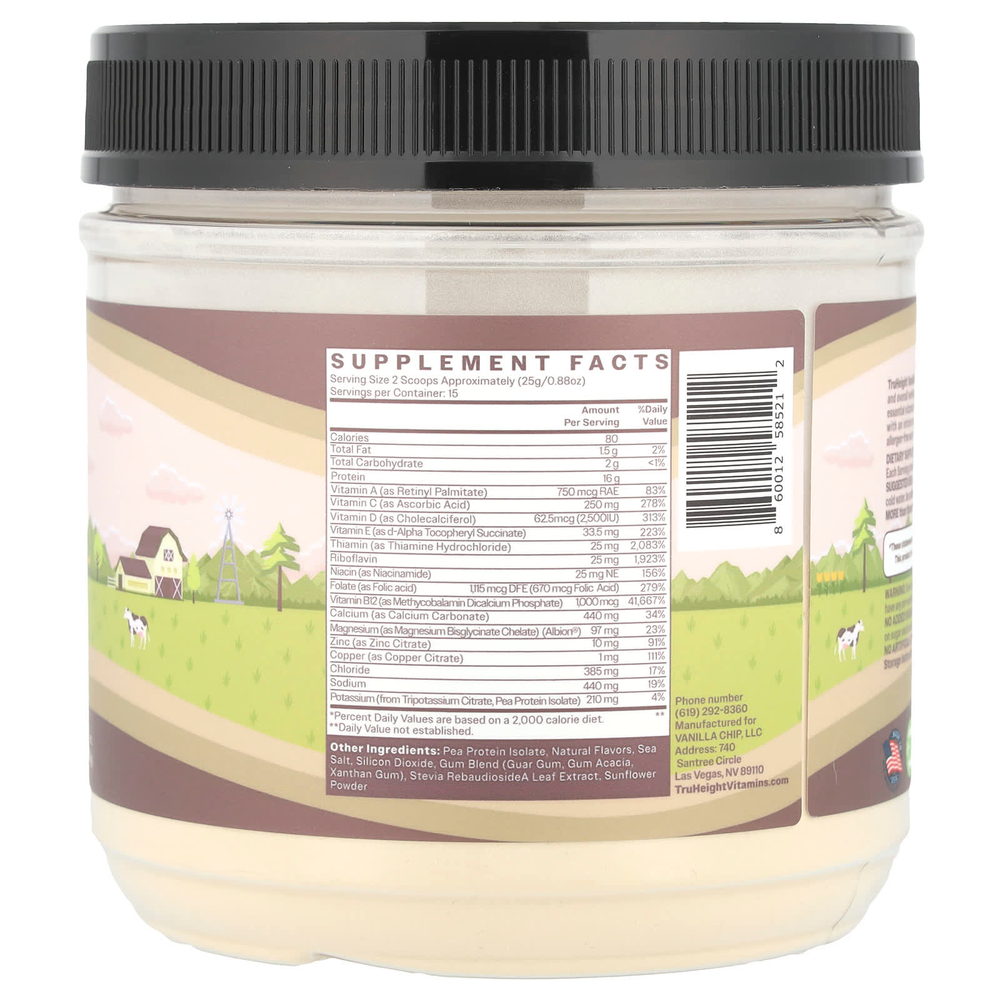 TruHeight, Гороховый протеиновый коктейль для детей от 5 лет, с ванилью, 374 г (0,82 фунта)