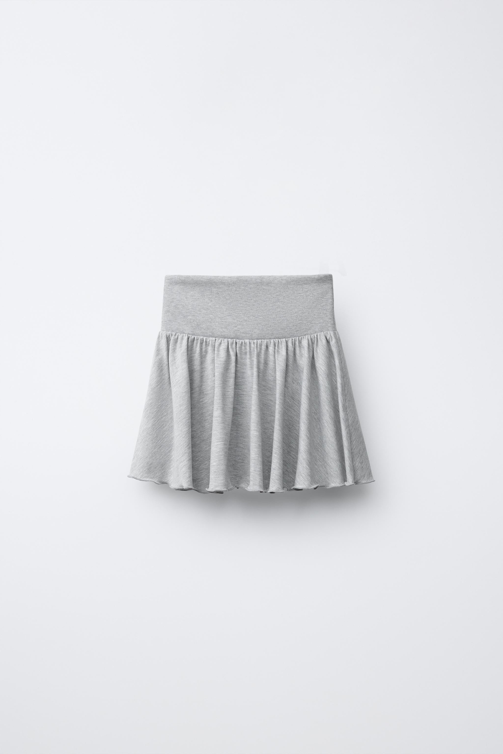 ZARA ЮБКА С ЗАКЛЕПКАМИ И ВОЛАНАМИ, СЕРЫЙ МЕЛАНЖ