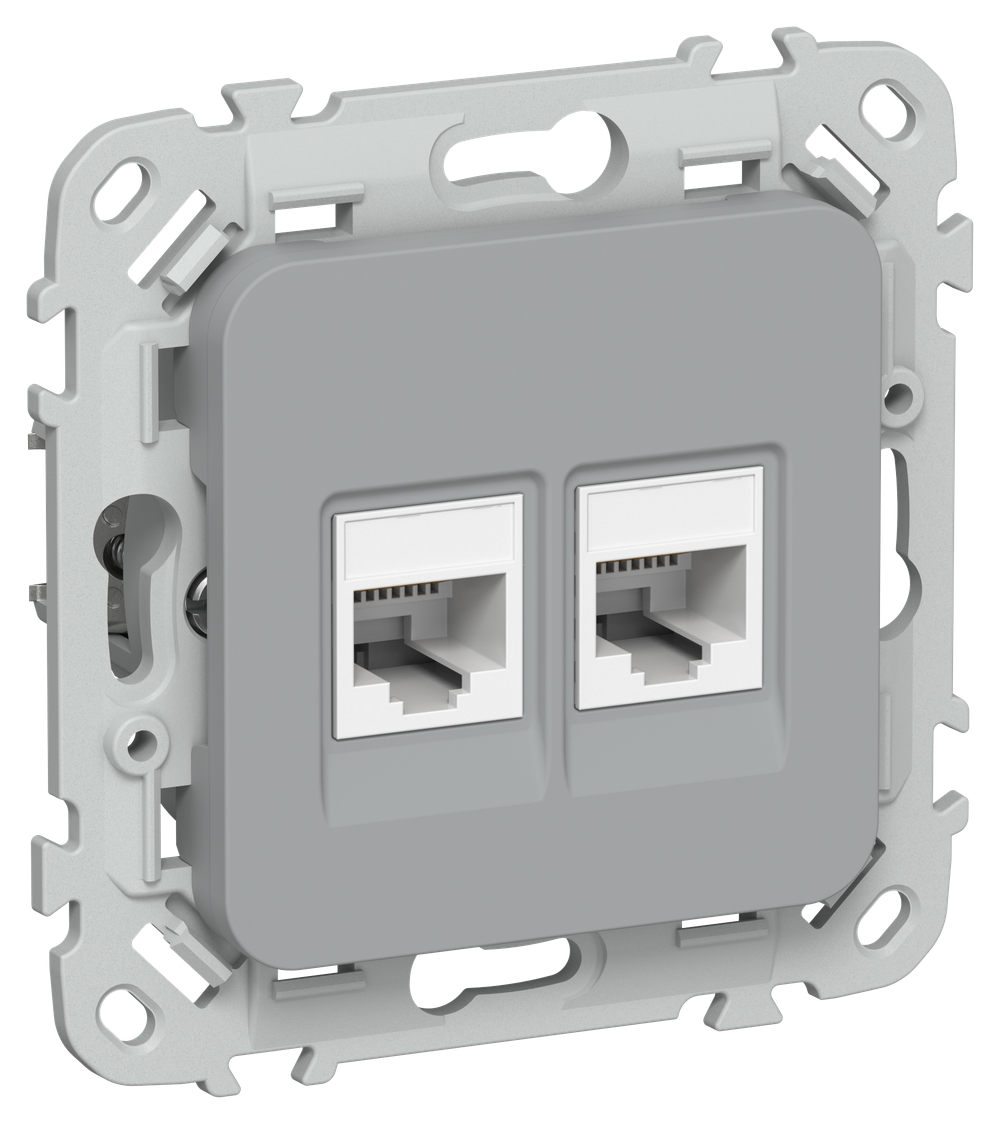 FLITE Розетка 2-местная RJ45/RJ11 категория 5Е/3 UTP РКТ5е/3-2-0-ФлС серый IEK