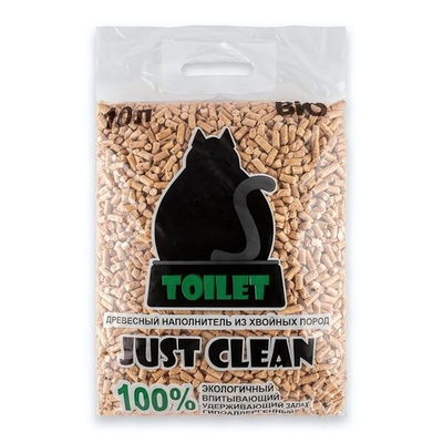 Наполнитель кошачий для туалета древесный 10 л JUST CLEAN