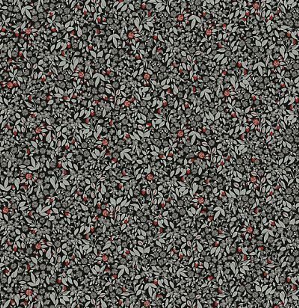 Мелкораппортный растительный дизайн с листьями, цветами и ягодами