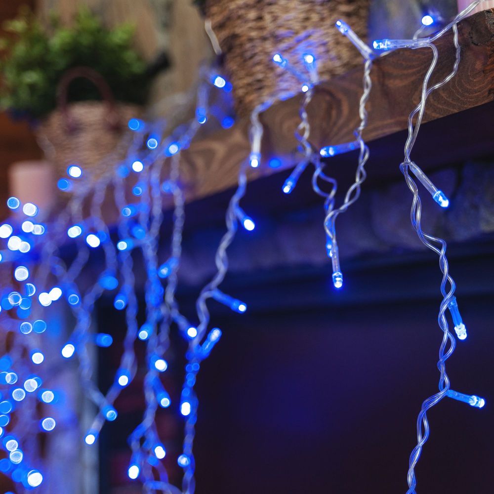 ULD-B3010-200-DTA BLUE IP20 Бахрома светодиодная с контроллером. 200 светодиодов. 3 м. синий. IP20. провод прозрачный