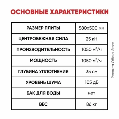 Виброплита бензиновая VP-1050 Huter - двигатель 6,5лс, площадка 540*430мм, вес 86 кг