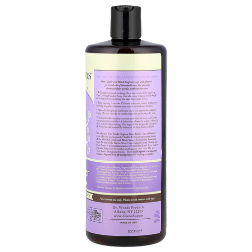 Dr. Woods, Кастильское мыло с лавандой и маслом ши, приобретенным по принципу справедливой торговли, 946 мл (32 жидк. унц.)