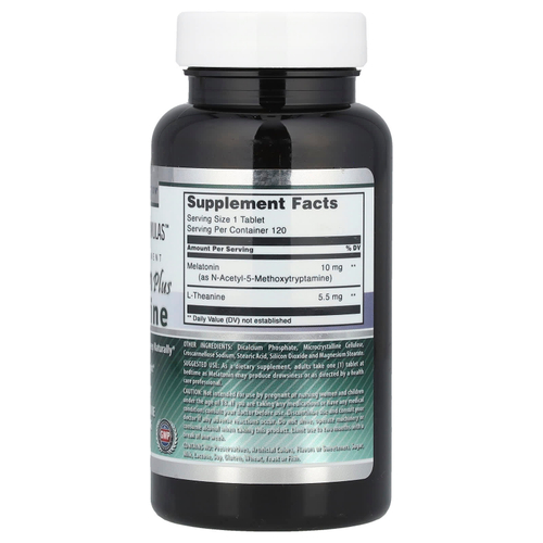 Amazing Nutrition, Мелатонин с L-теанином, 10 мг, 120 таблеток