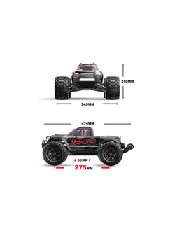 Радиоуправляемый монстр MJX Hyper Go 10208 V2 (черный) Brushless 4WD 2.4G LED 1/10, без ЗУ и акб