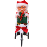 Дед Мороз музыкальный 20 см в красной шубе с тележкой (работает от 2*АА - в комплект не входят)