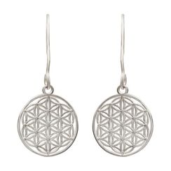 Цветок жизни - серьги из серебра