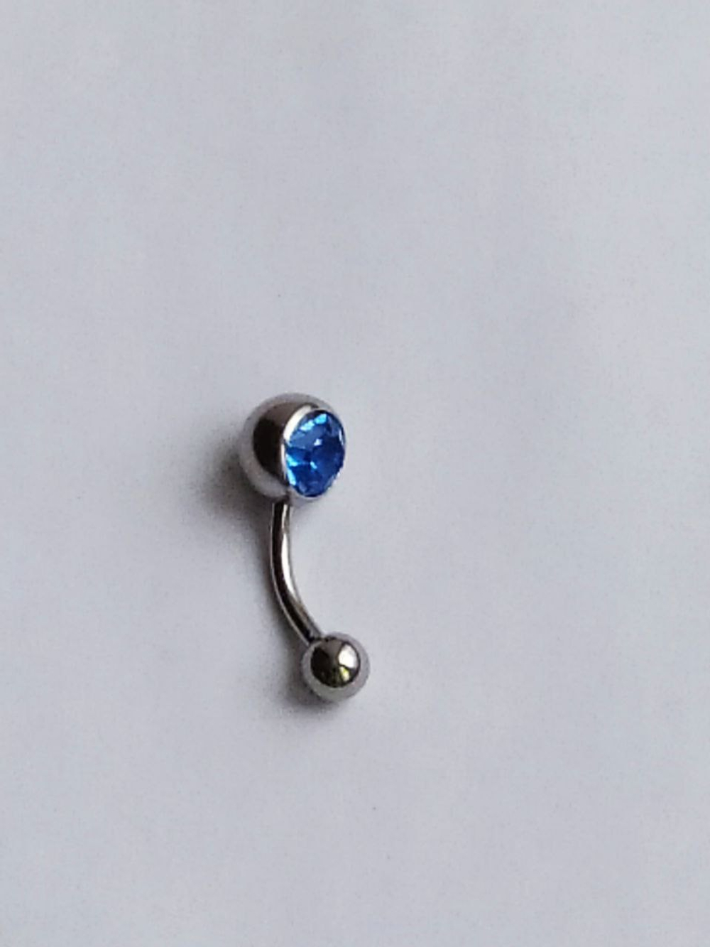 Банан для пупка, 1,6 х 10 мм, с камнем, синий