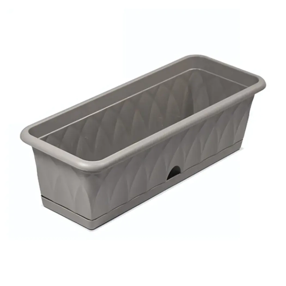 Ящик для растений «Сиена» 58см с поддоном серый С173-03-СЕР