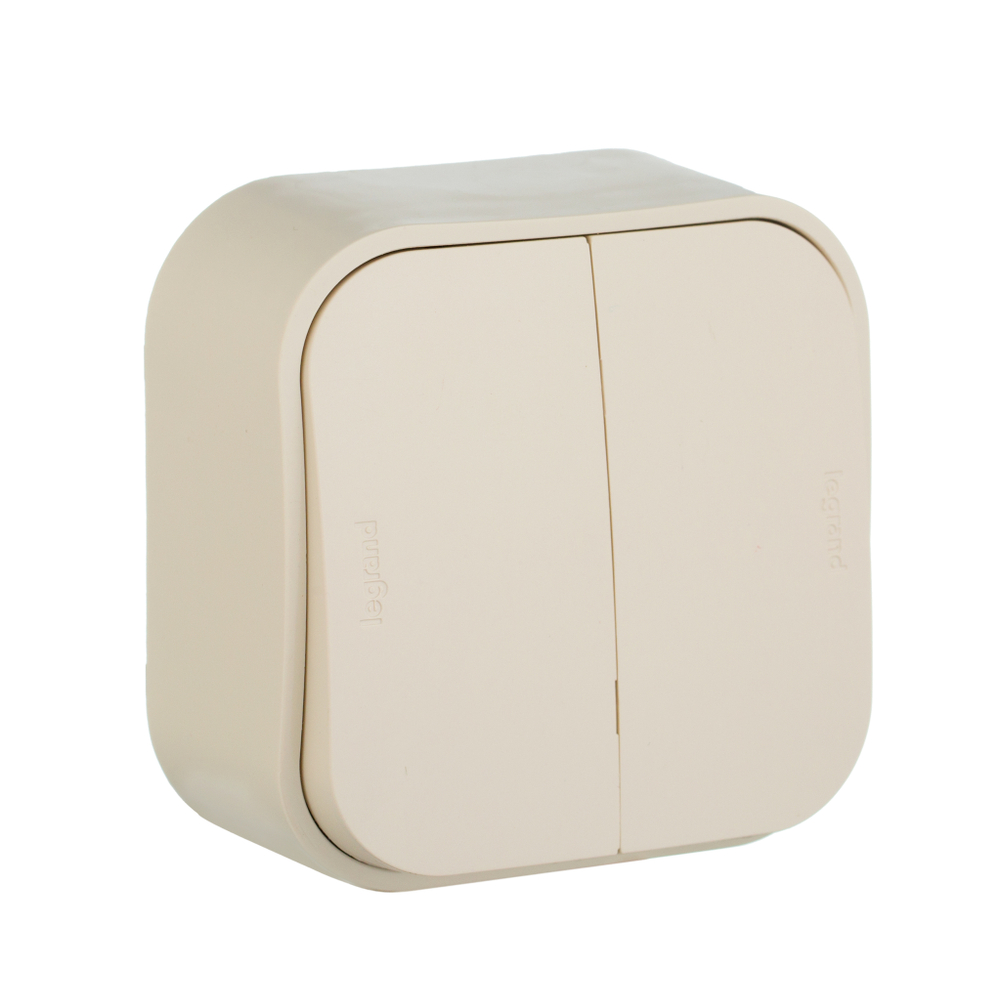 Выключатель 2х-клавишный IP20 10А 250В слоновая кость Quteo Legrand