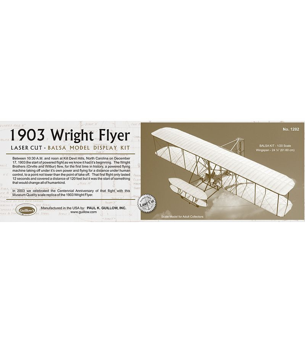 Сборная дер.модель.Самолет 1903 Wright Flyer. Guillows 1:20
