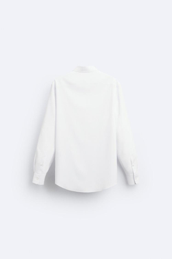 ZARA РУБАШКА ИЗ ЭЛАСТИЧНОЙ ТКАНИ, БЕЛЫЙ