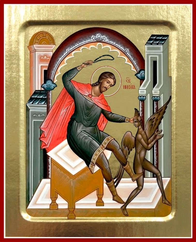 Икона Никиты Бесогона, святого на дереве: 125 х 160 (Синопсисъ)