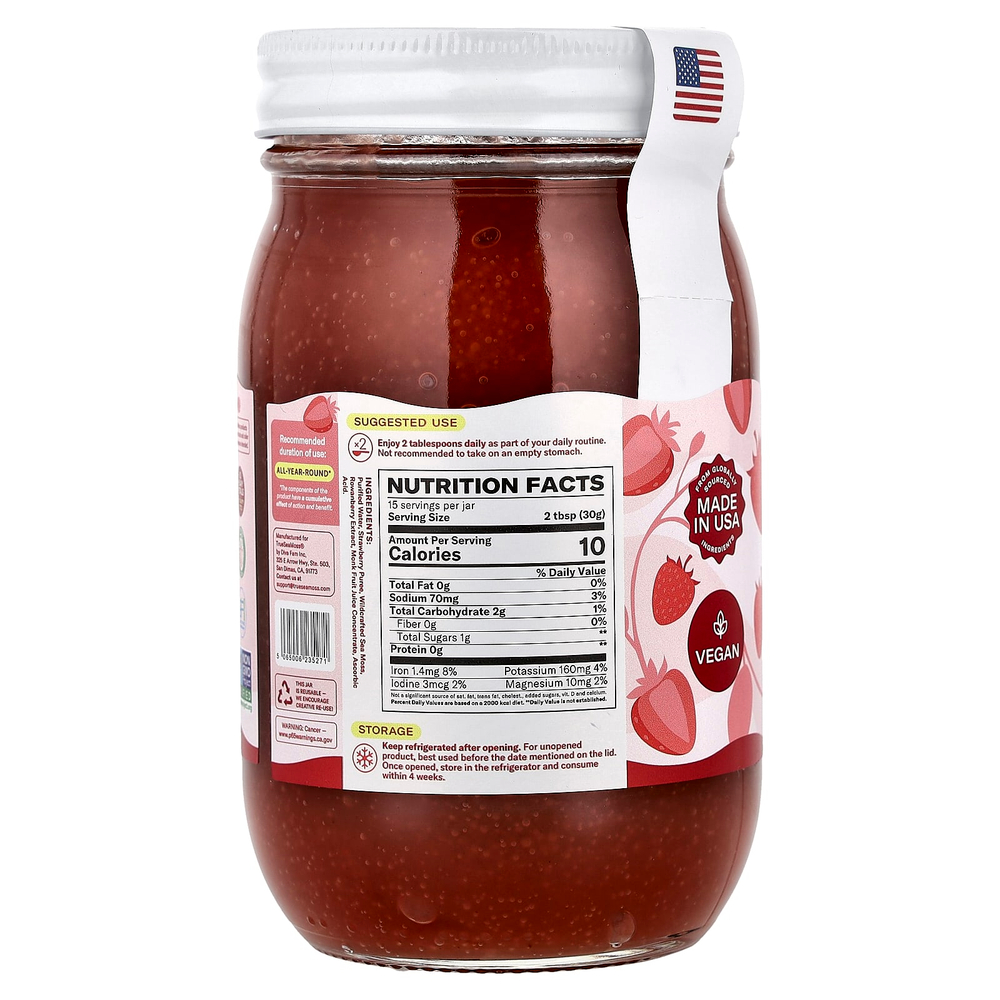 True Sea Moss, гель с морским мхом-суперфудом, клубника, 473 мл (16 жидк. унций)