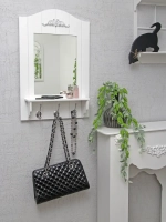 Зеркало настенное с полкой в белой раме "Прованс"