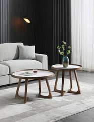 Журнальный столик Vario Ø80х46 см, белая керамика, орех