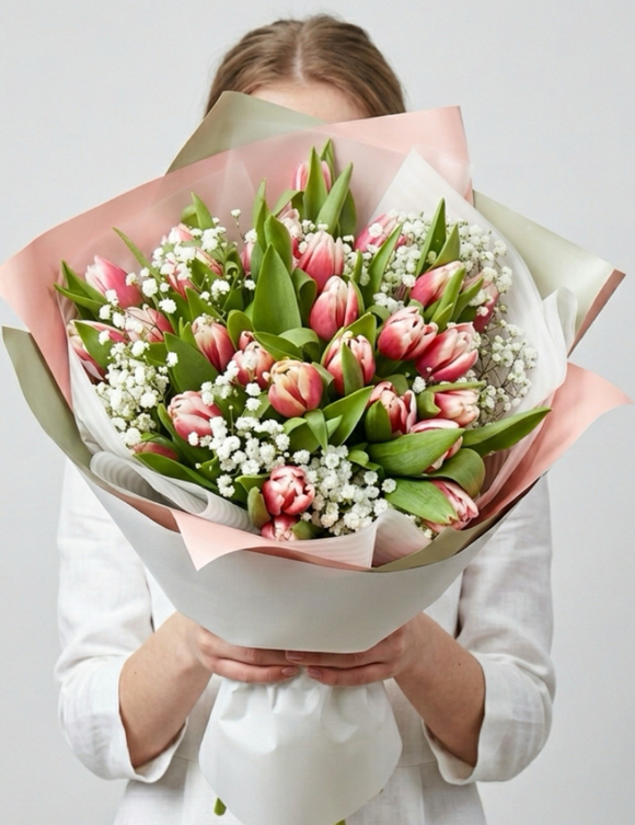 Букет из тюльпанов пионовидных