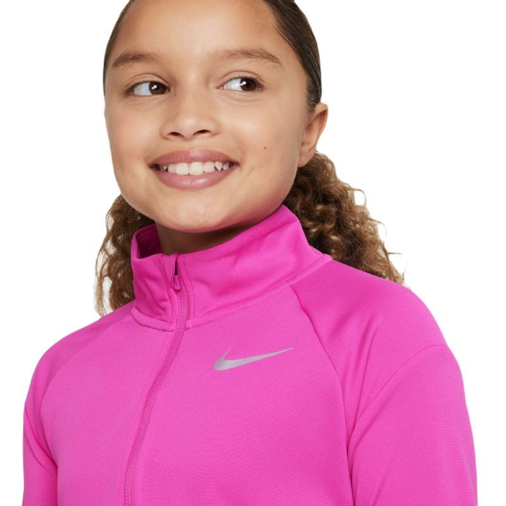 Футболка для девочки теннисная Nike Dri-Fit Long Sleeve Running Top - active fuchsia