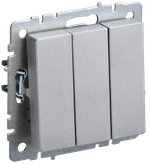 BRITE Выключатель 3-клавишный 10А ВС10-3-0-БрА алюминий IEK