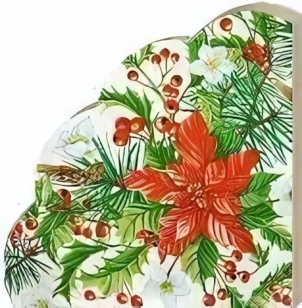 Салфетки бумажные круглые RONDO Пуансеттия, d-32см, 3 слоя, 12л