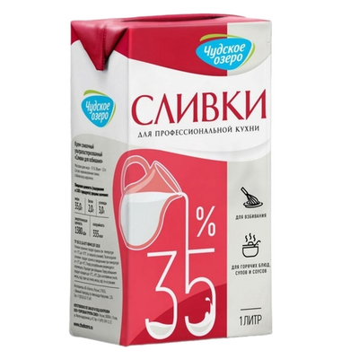 Сливки для взбивания 35% Чудское озеро 1 л