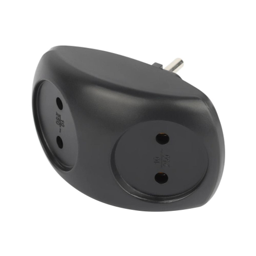 ЭРА Разветвитель (тройник) 2 роз.10А плоский черный пластик премиум SPx-2-B 59720