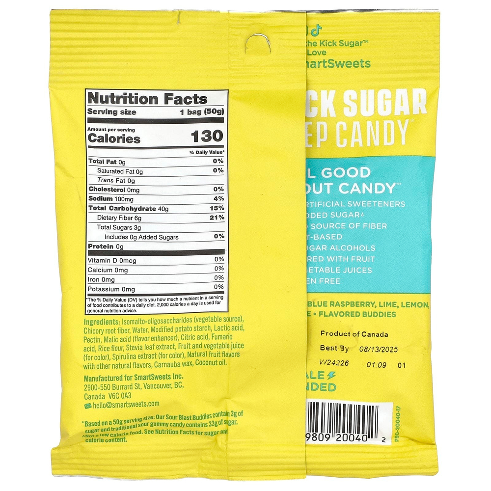 SmartSweets, Sour Blast Buddies, ягоды, голубая малина, лайм, лимон, апельсин, 50 г (1,8 унции)