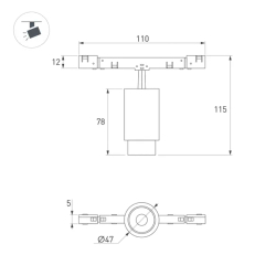 Светильник MAG-MICROCOSM-SPOT-ZOOM-R47-9W Warm3000 (BK, 15-55 deg, 24V) (Arlight, IP20 Металл, 5 лет) 051769