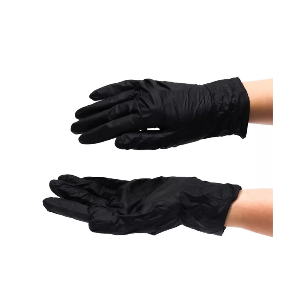 Перчатки SAF&TY, виниловые, нестерильные, неопудренные, гладкие, цвет-черный, размер L (пара)