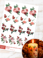 Трансфер переводной - декаль для свечей и гипса шебби шик розы 002