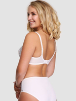 Бюстгальтер из прозрачного неэластичного вышитого тюля с мягкими чашками (Размер: 100G) (Цвет: пудровый)