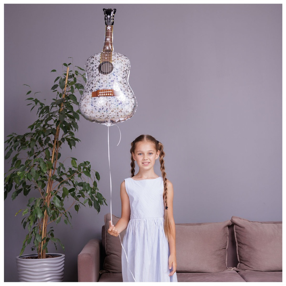 Шар (35''/89 см) Фигура, Гитара, Серебро
